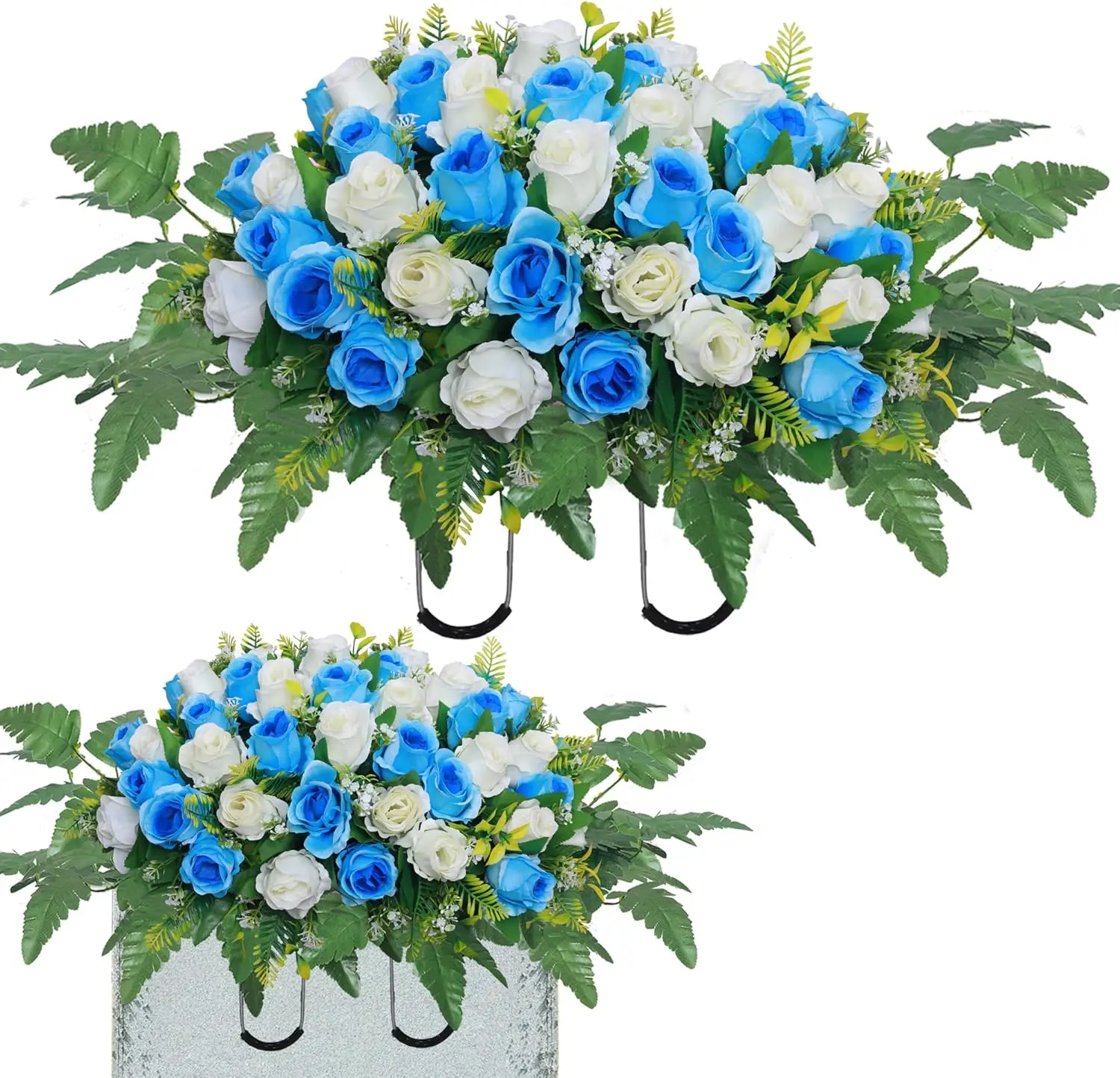 

Artificial Cemetery Flower Saddles, Rose Headstone Flower Saddle Outdoor Grave Decorations,Cemetery Memorial Flowers wit