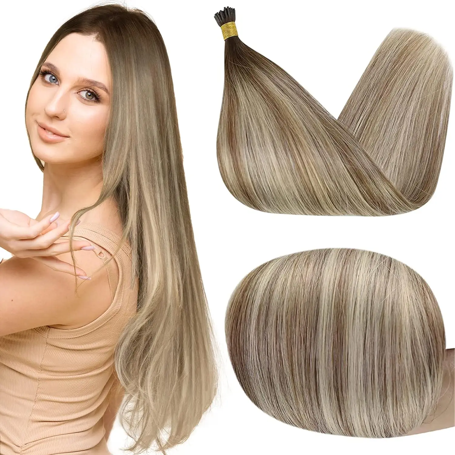 

Full Shine Hair Extensions I Tip Hair Extensions 50g Machine Remy Human Hair Extensions Keartin Capsule Fusion Piano Color