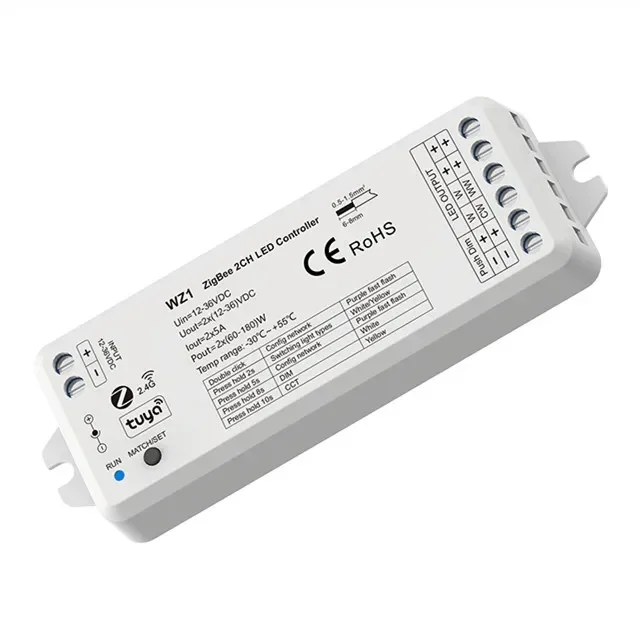 Imagem -04 - Zigbee-wireless rf Dimmer Controlador Led Cor Única Rgb Rgbw Rgbcct Lâmpada Zigbee Tuya Wz1 Wz5 5ch 3a em cc 1224v 36v