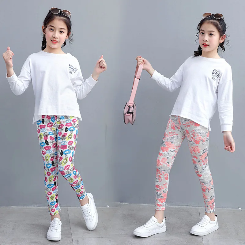 

Girls Leggings for Kid Summer Floral Pencil Pants Cute Toddler Skinny Trousers Teenage Child 3-10 Years Tight Pant