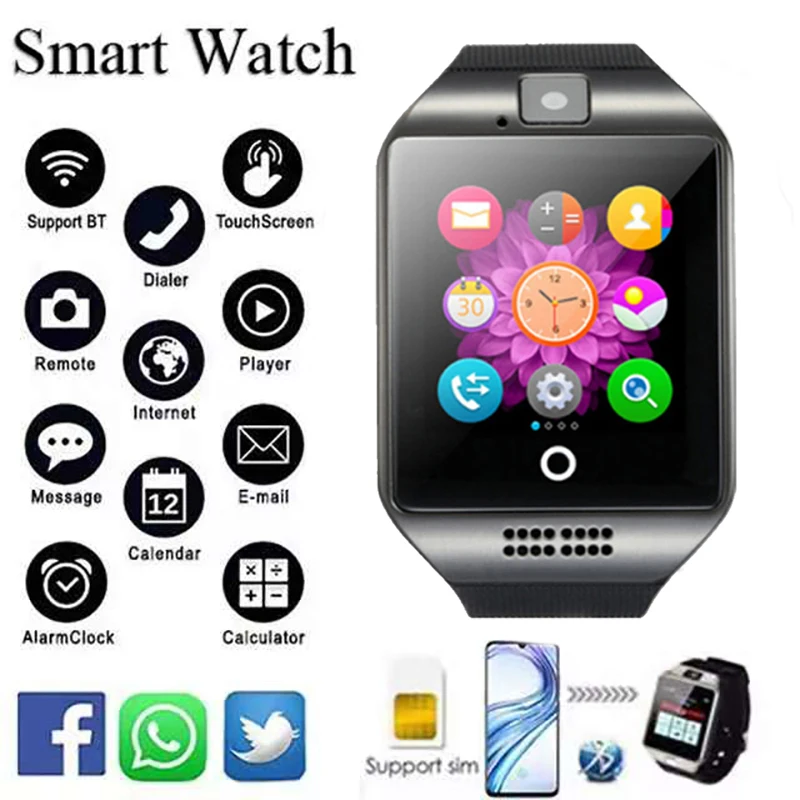 Q18 Bluetooth Connect Smart Watch With Sim Card Men Women Call Phone Smartwatch Sport Waterproof Pedometer Alarm Clock Sleeping