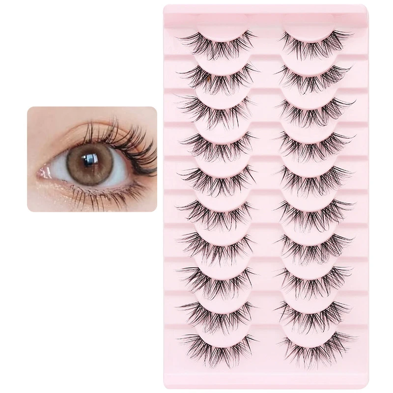 Juego de pestañas postizas, maquillaje de extensión de pestañas individuales esponjosas, acabado esponjoso, suave y natural