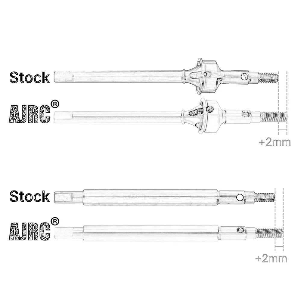 

For 1/18 Rc Crawler Trax/as Trx4m Upgrade Parts Extended 2mm Thread Stainless Steel Front Rear Axle Shafts