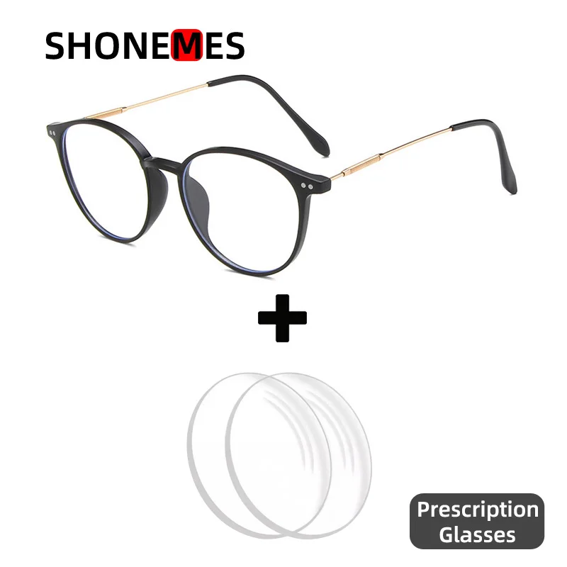Shonemes Round Prescription Glasses Stylish Myopia/Presbyopia Men Women Eyeglasses Custom Optical Anti Blue Light Eyewear