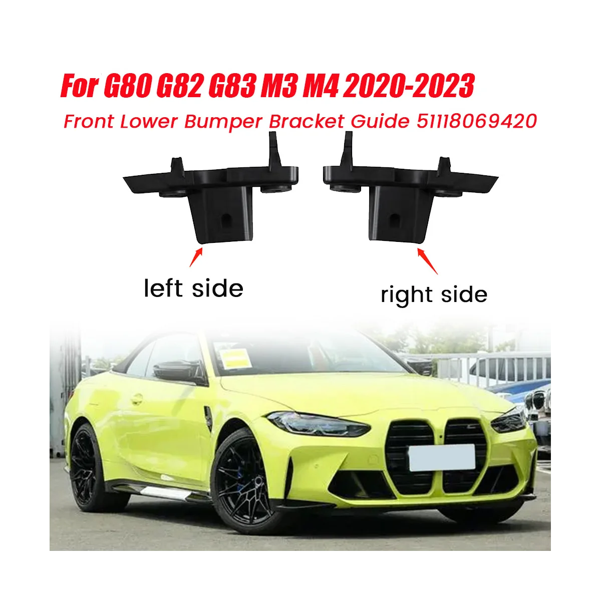 1Pair Front Bumper Lower Guide 51118069419 51118069420 for BMW G80 G82 G83 M3 M4 2020-2023 Bumper Cover Inner Bracket