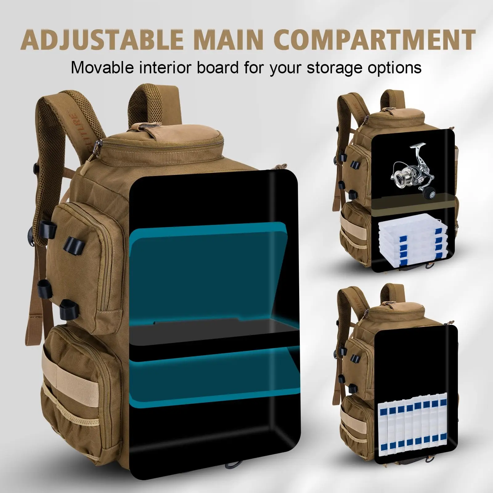 Mochila de pesca impermeable Goture – Oxford 900D gran capacidad - imagen 3