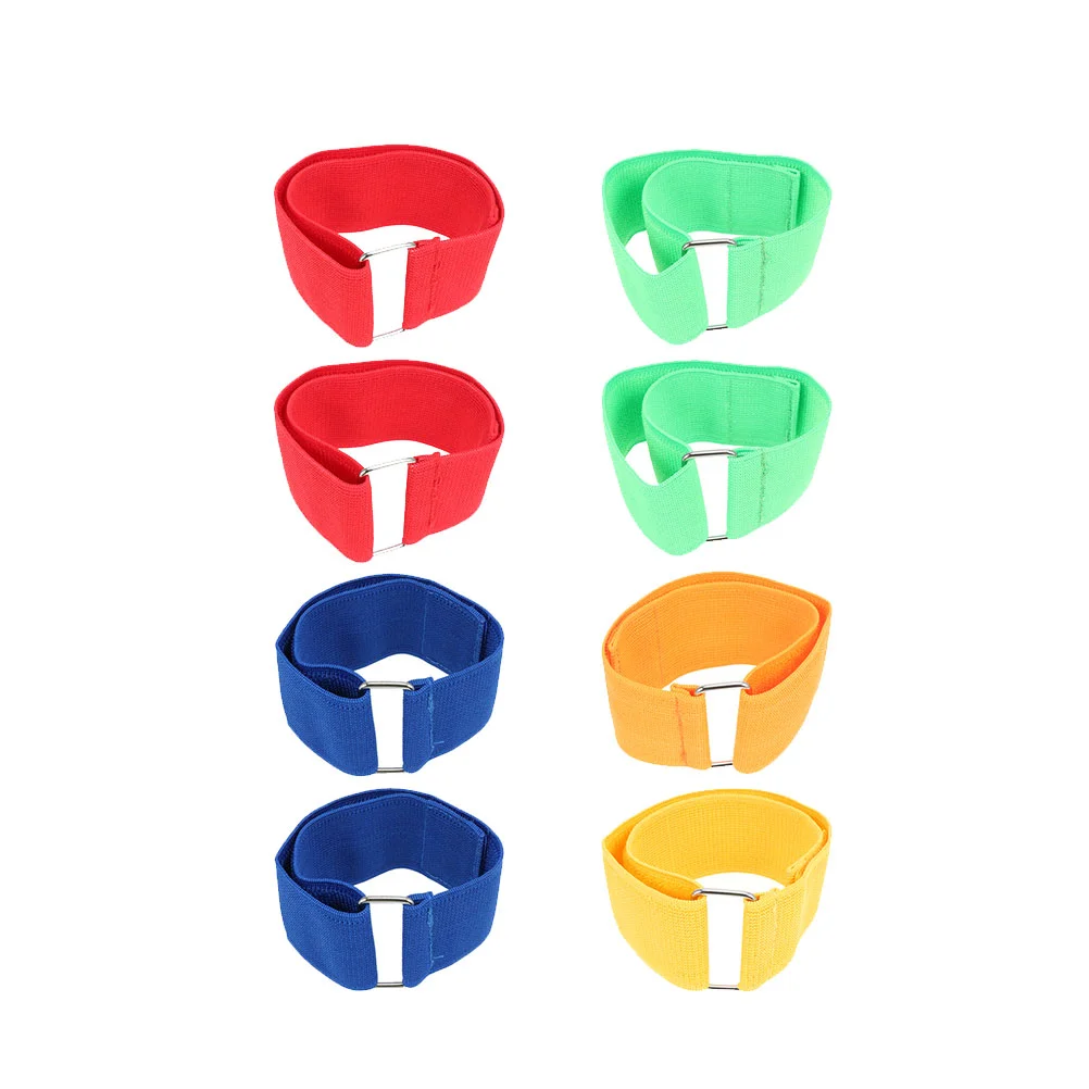 8PCS Three-legged Race Band Ankle Strap Stretchy Leg Wrapping Game Band Leggings Running Game Strap for Party Random Color