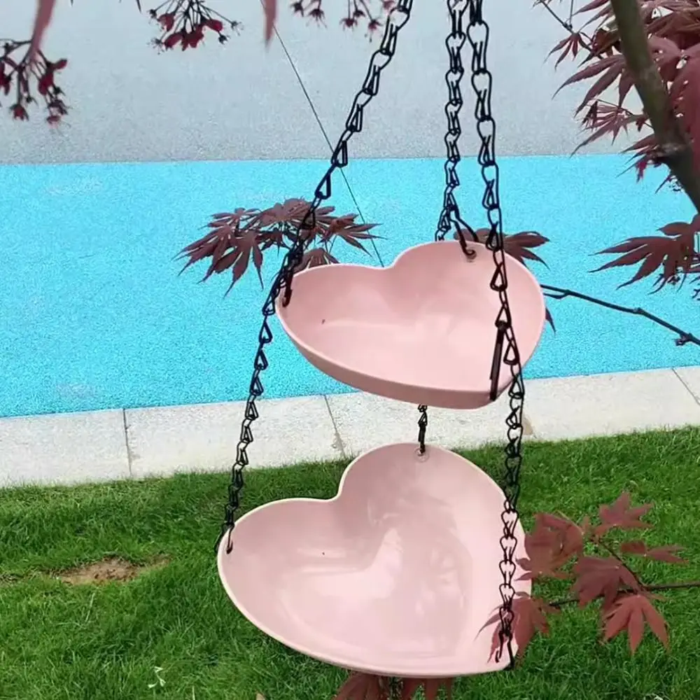

Hanging Double Layer Bird Feeder Heart Shape Large Capacity Bird Feeding Dish Dual-purpose Durable Bird Tray Platform Feeder