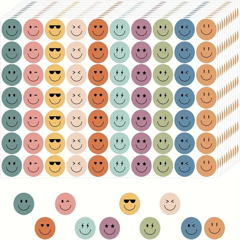

6000 шт. наклейки Happy Smile Face для школы, таблица поведения, 3/8 дюйма, красочные наклейки с наградами, 10 стилей, наклейка Happy Face