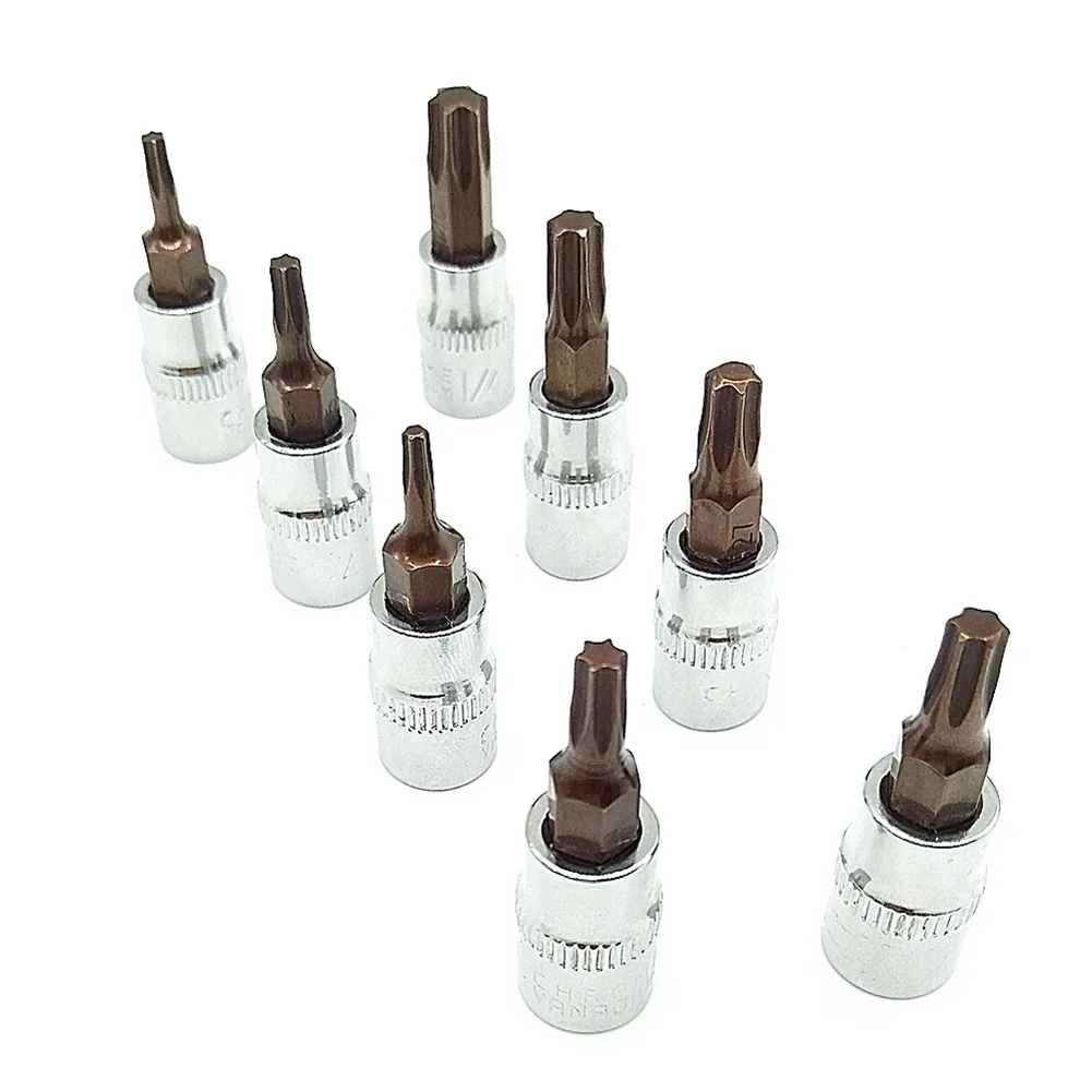 Imagem -06 - Torx Bits Chave de Fenda Chave Soquete Conjunto Polegada Drive Bicicleta Ferramentas Manuais Socket t8 T10 T15 T20 T25 T27 T30 T40 T45 T50 pc