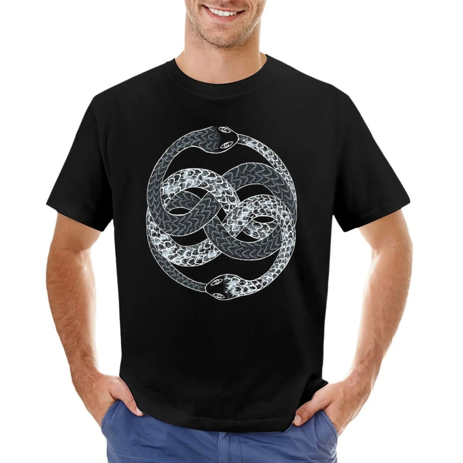 Auryn Uroboros. Slang Bijt Zijn Eigen Staart. Oneindig Verhaal. T-Shirt Schattige Tops Sneldrogende Vintage T-Shirts Heren T-Shirt