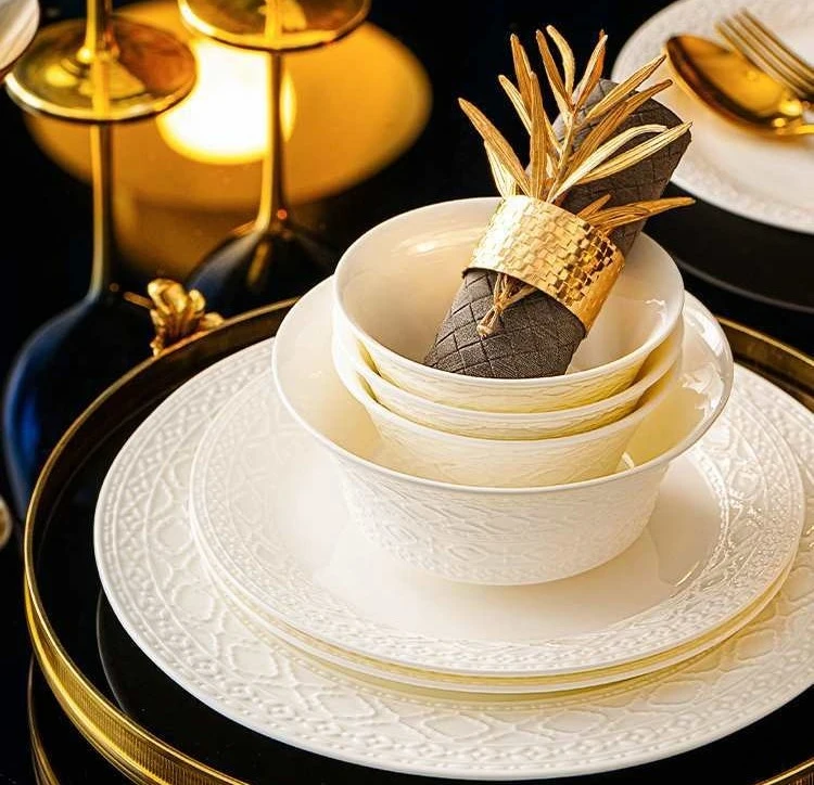 Dishes and dishes set Household light luxury ceramic tableware  housewarming bone china
