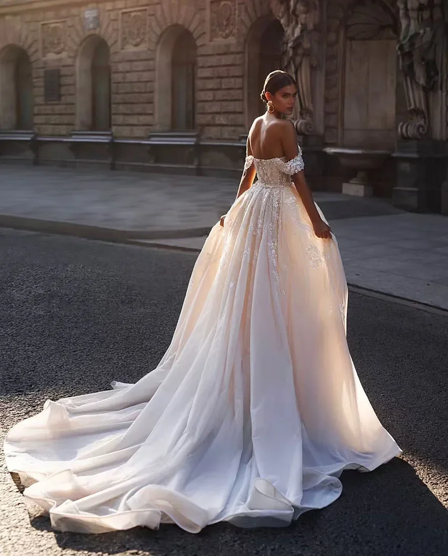 Maßgeschneiderte Sexy Meerjungfrau Brautkleider Pailletten Spitze Applikationen Elfenbein Korsett Braut Kleid Mit Abnehmbarer Schleppe Vestidos De Noiva