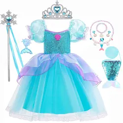 New Year Mermaid Ariel Princess Costume Kids Dress For Girls Cosplay Children Carnival Birthday Party Clothes Mermaid Dress