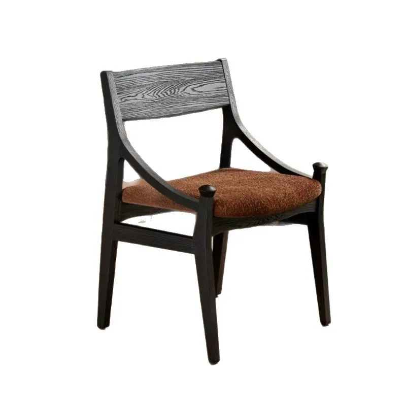 

Medieval solid wood dining chair household designer small apartment restaurant hotel back chair chair French simple Nordic