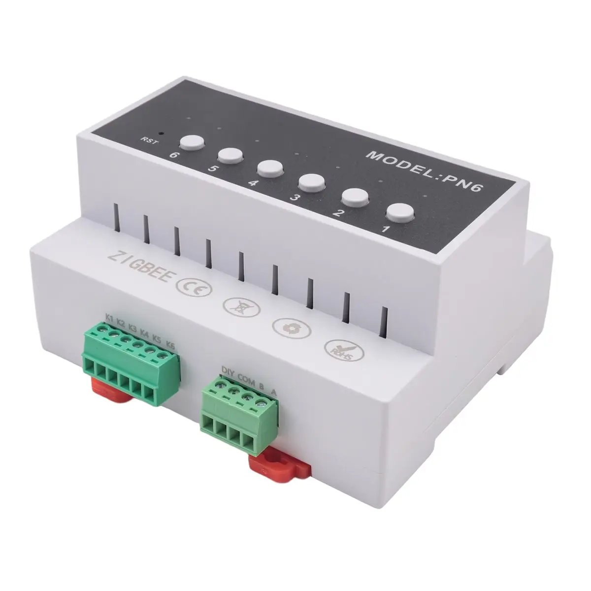 (AIMA) Tuya Smart Zigbee 6CH Relay Switch Module Remote Control Appliance Control Module Supports 3-Way Motor Control