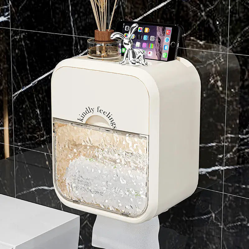 浴室壁掛けトイレットペーパーボックス防水ティッシュホルダートイレットペーパー収納ラックロールペーパーホルダー穴あけ不要