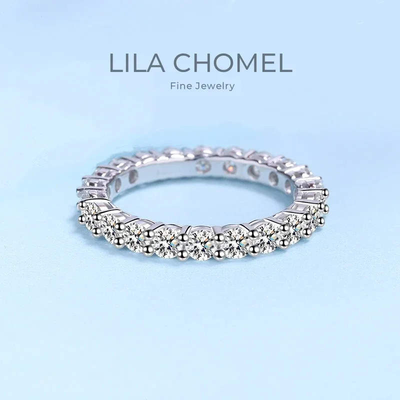 

Girl Friend Valentine's Day 18K White Gold Wife Birthday Gift Rings 2.2CT Moissanite Diamond PT950 Platinum Women Wedding Band