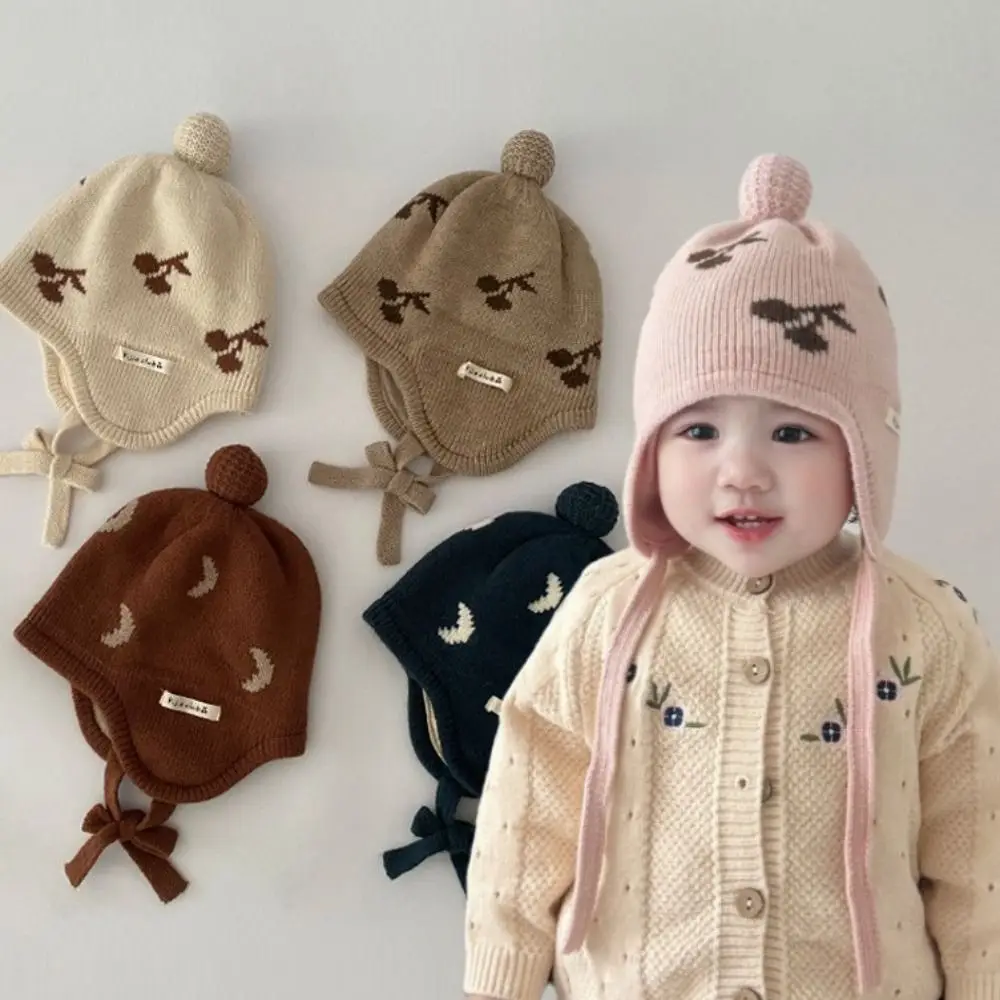 

Soft Wind-proof Children's Knitted Hats Strap Thickened Cold Proof Caps Keep Warm Ear Flap Cap Winter