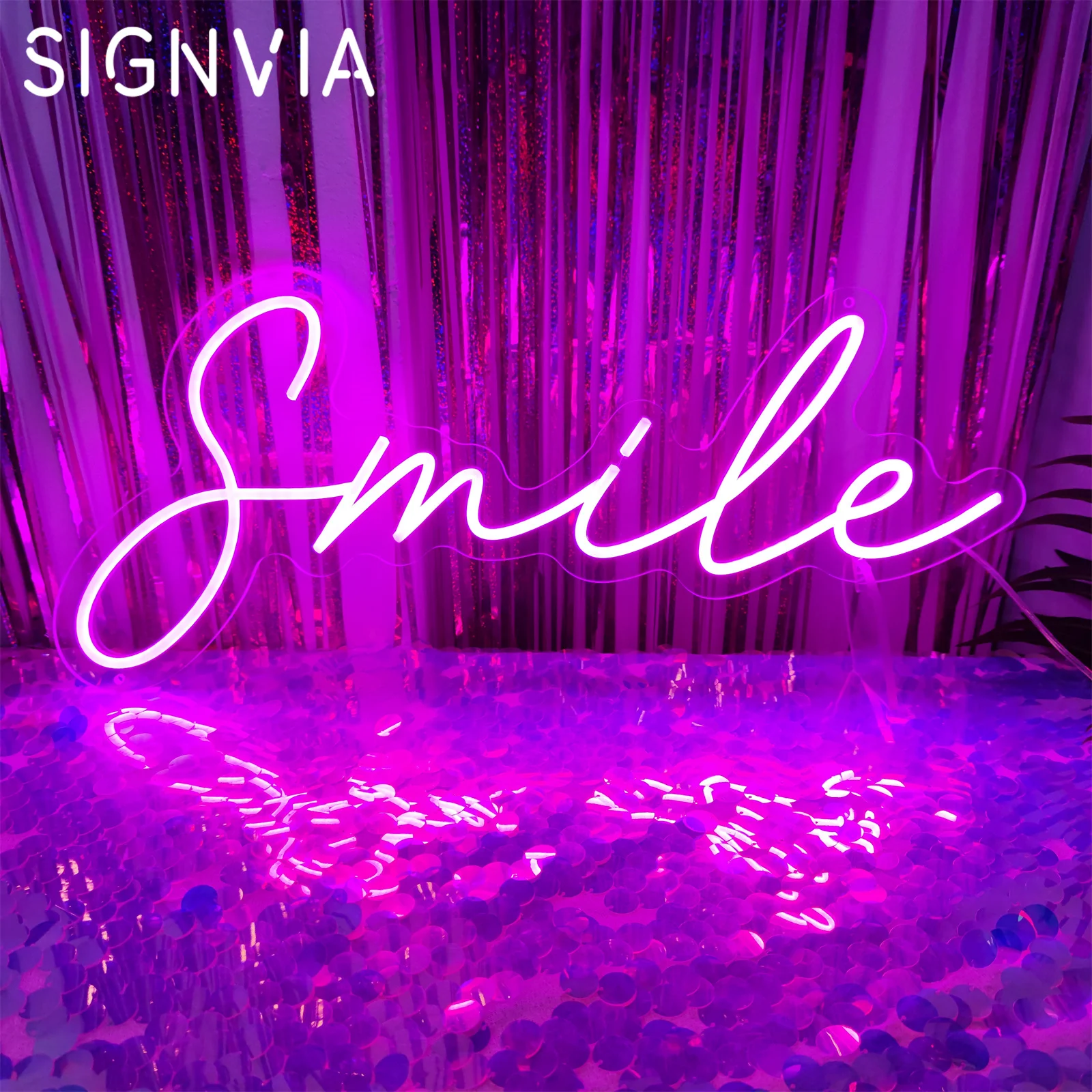 

Smile Neon Sign Lights Wedding Birthday Party Decor Neon Light LED Sign for Bar Gaming Room Bedroom Wall Decoration Night Lamps