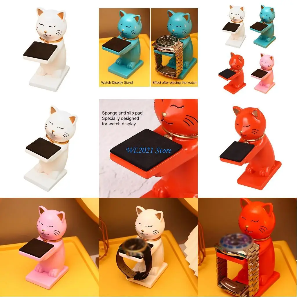 

G5GC Lovely Cats Resin Watch Bracelet Holder Desk Organizers for Jewelry Display