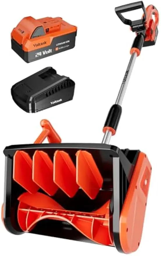 

24V Cordless Snow Shovel, 13-Inch Width, Lightweight with Adjustable Handle and Directional Plate for Easy Snow Removal