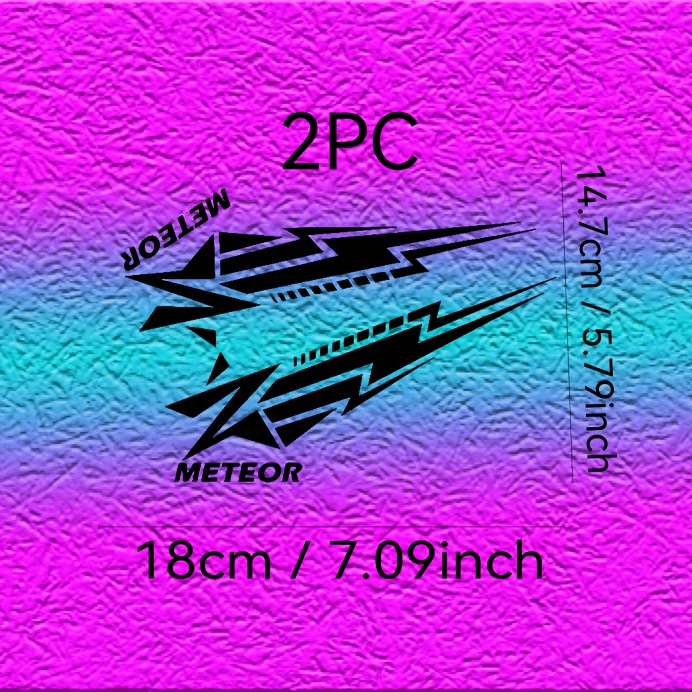 Waterproof PVC Decals 2PCS, 2D Flat Red Black Meteor Pattern Stickers Fit Helmet Vehicle Styling