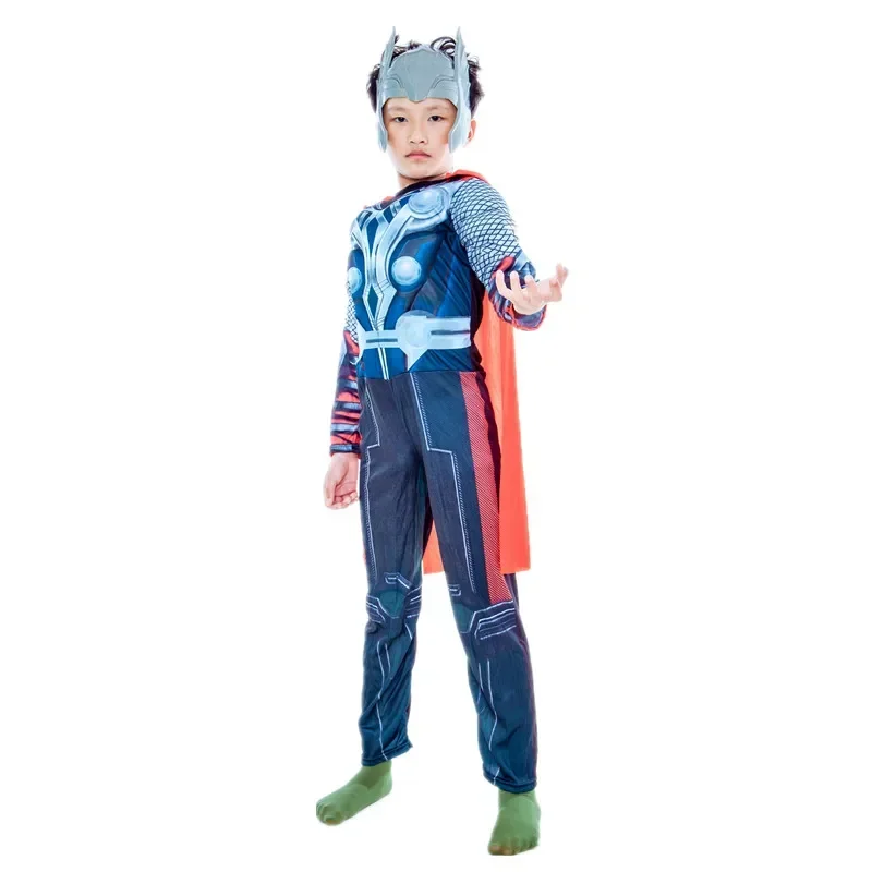 SN60 Boys Superhero Thor Cosplay Costume Boys Movie Mask Set Movie Character Fantasy Muscle Costume Kids Dress Up Party Costu1&2