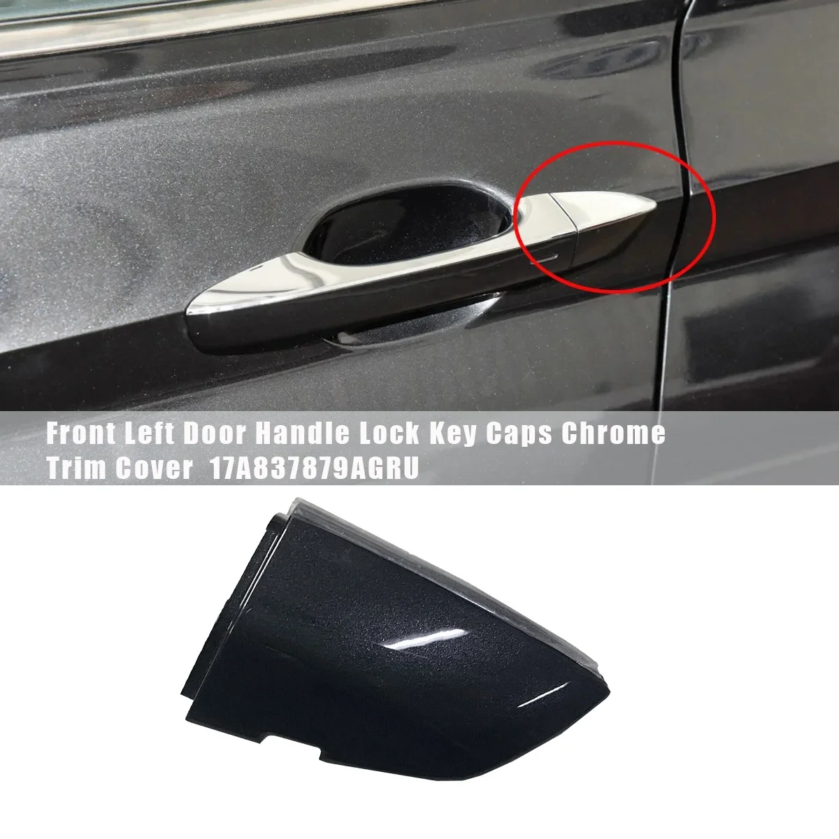 Крышка замка передней левой дверной ручки, хромированная 17А 837879 AGRU для VW Jetta MK7 2018-2024 Накладка наружной ручки, черная