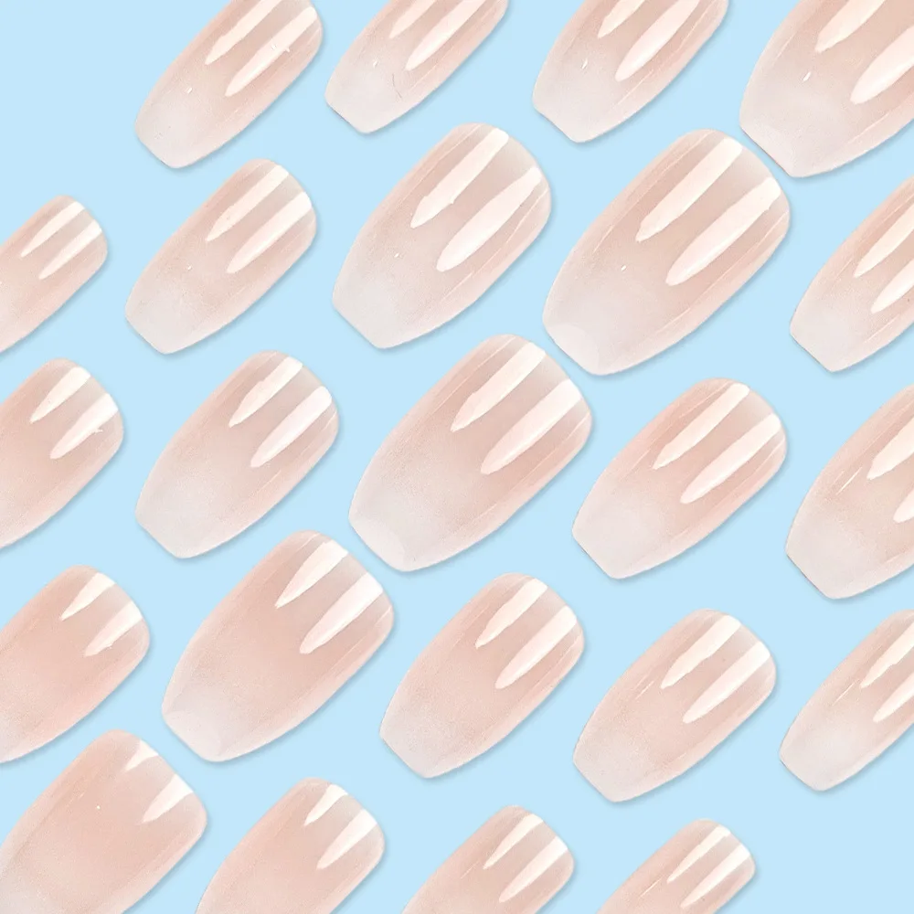 Wearable Pink and White Gradient Nail Patch, Simple Whitening Tube Nail Patch, Cross border Hot Selling, Wearing Armor