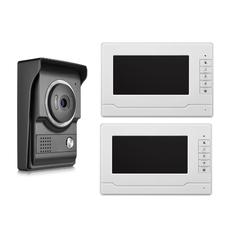 7" Wired Apartment Video Intercom System Doorbell Camera Video Door Phone Kits Support Unlock, Monitoring, Dual-Way Intercom