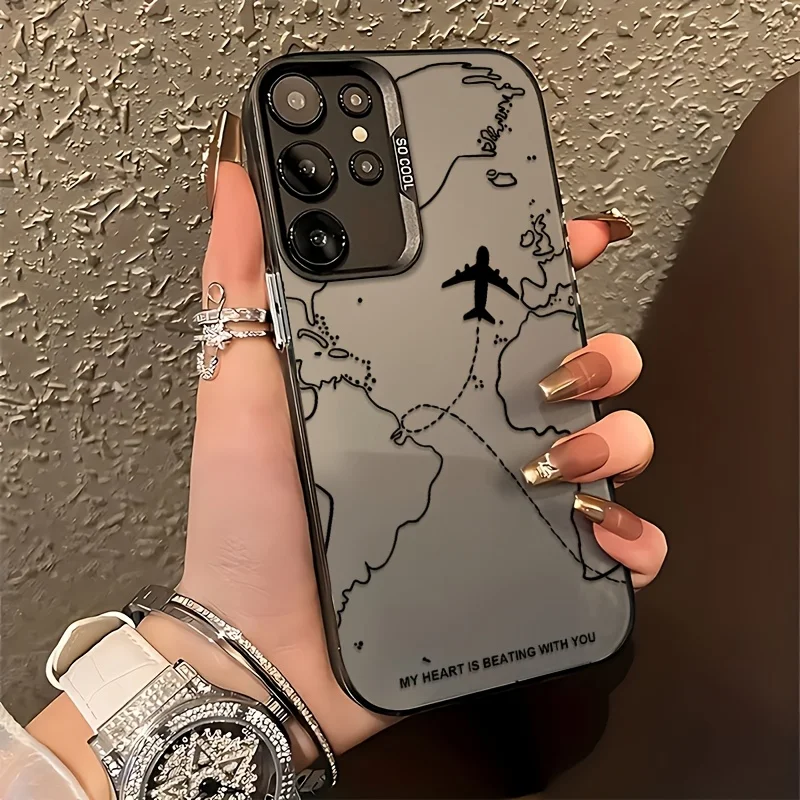 Interesting Airplane Route Phone Case For Samsung Galaxy S25 S24 S23 S22 S21 Ultra Plus FE A56 A55 A36 A36 A16 A15 A33 A34 Cover