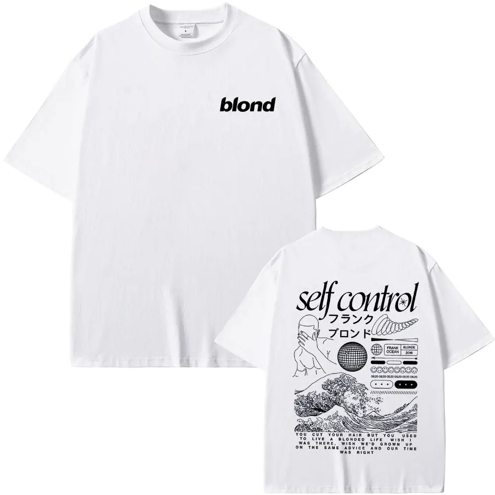 Rapper Frank Fashion Tshirt Blond Self Control Graphic T Shirt Ocean Hip Hop Vintage T-shirts Men's Casual Oversized Streetwear