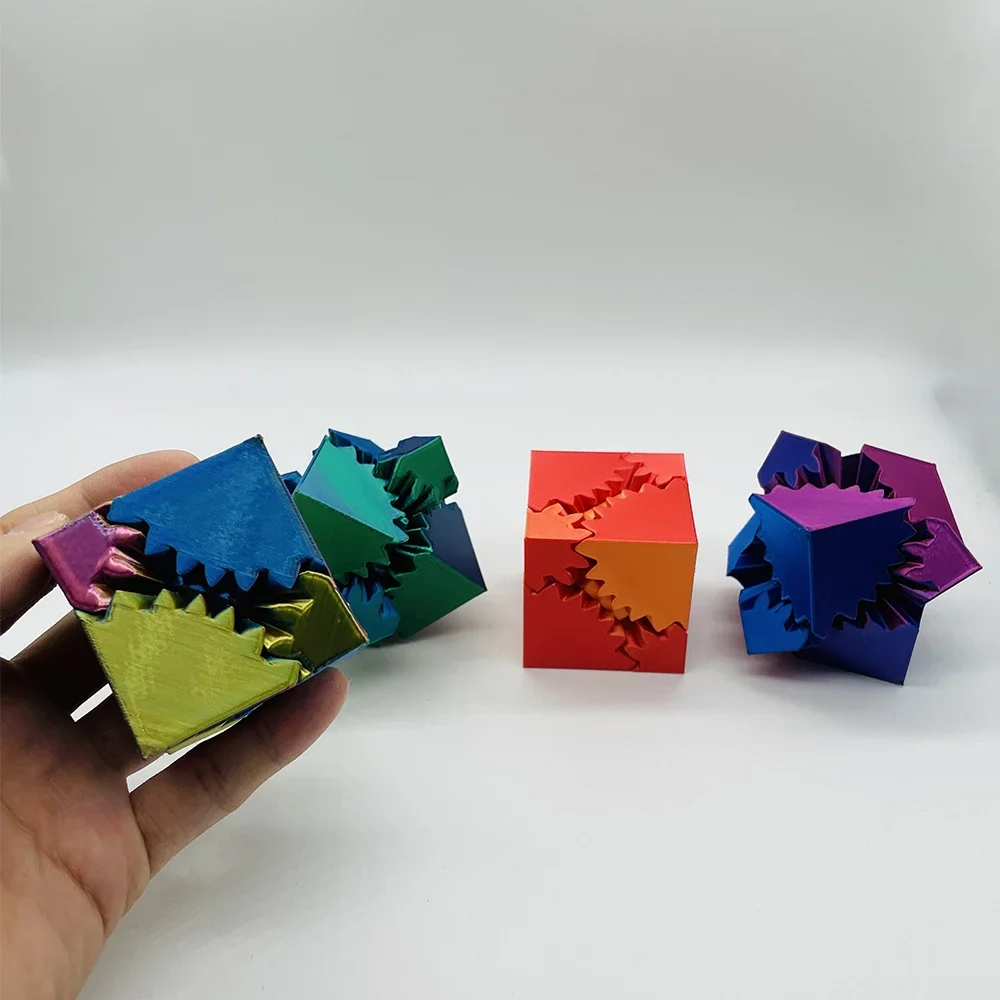 Gleamlig Square-Gear 3D Printed Gear Rotating Ball or Cube Restless Toy