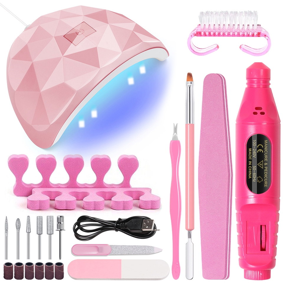 LINMANDA Manicure Lamp Set Nail Polish Remover Nail Drill Extension Gel Pen Nail Powder Brush Finger Separator Polishing Block