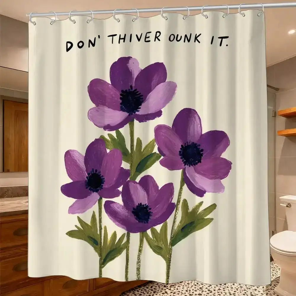 Nonviolent Communication Plant Day Shower Curtain – Green Leaf Design, 12 Hooks, 70.87x70.87