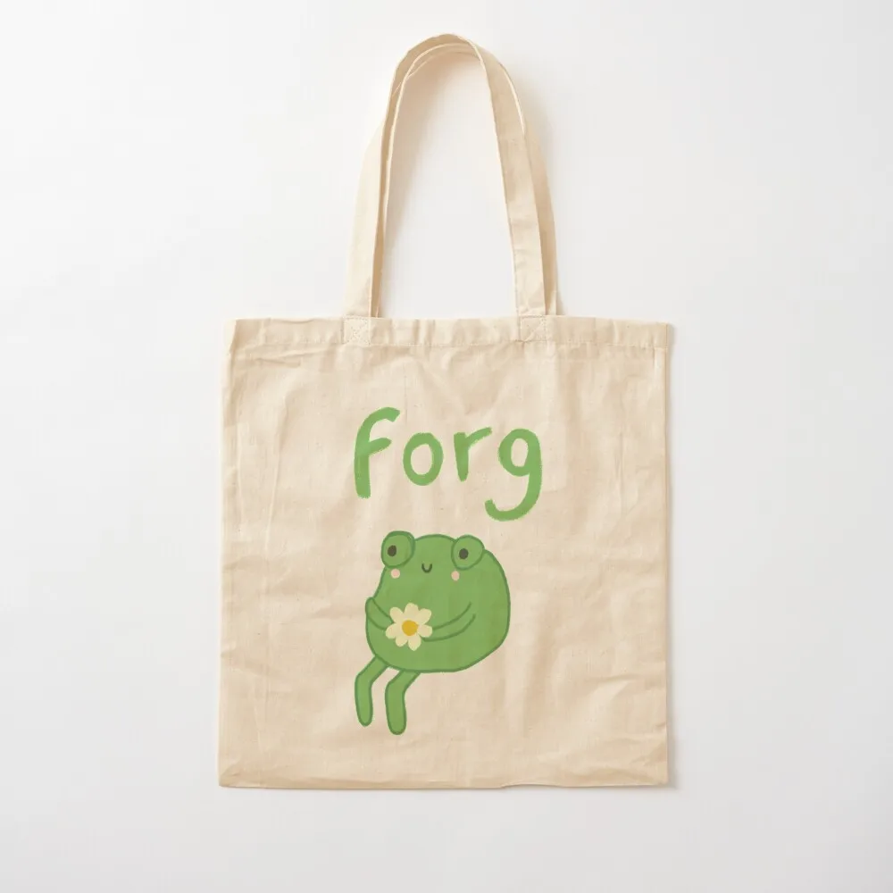 

Funny Frog Birthday Cake: Cute Cottagecore Aesthetic with Sad Anime Toad Sitting with Flower Tote Bag Cloth bag