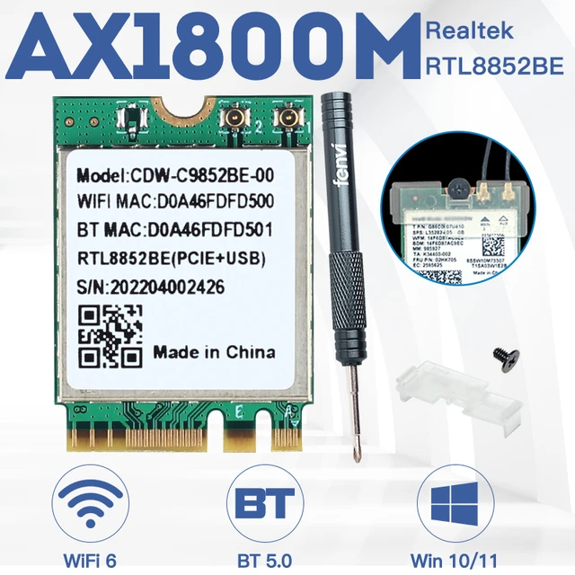 Wifi 6 Realtek RTL8852BE Network Card 1800Mbps BT 5.0 Dual Band Wireless  Wi-Fi Adapter 802.11ac/ax 2.4G/5Ghz MU-MIMO For Win 10 - AliExpress 7