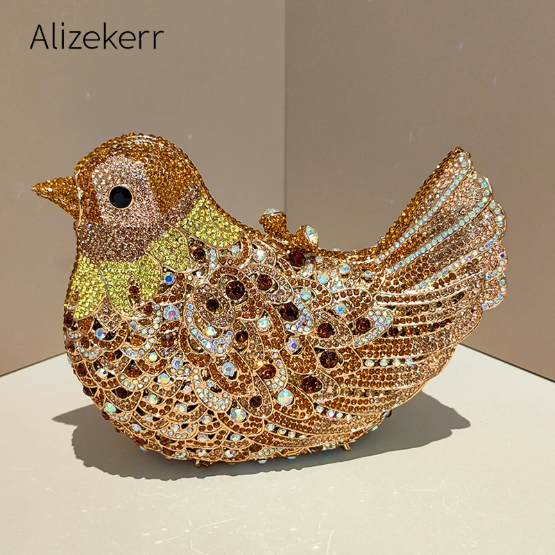 

Alizekerr вечерние сумки в форме голубя со стразами, женские новые великолепные бутиковые клатчи с кристаллами и птицами, кошельки и сумки высокого качества