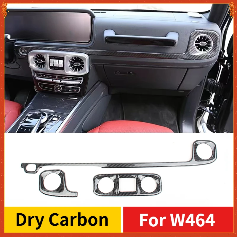 

For Mercedes-Benz G-Class G63 G500 W464 Dry Carbon Fiber 19-24 Center Console Side Vent Trim Dash Board Strips Trim Accessories