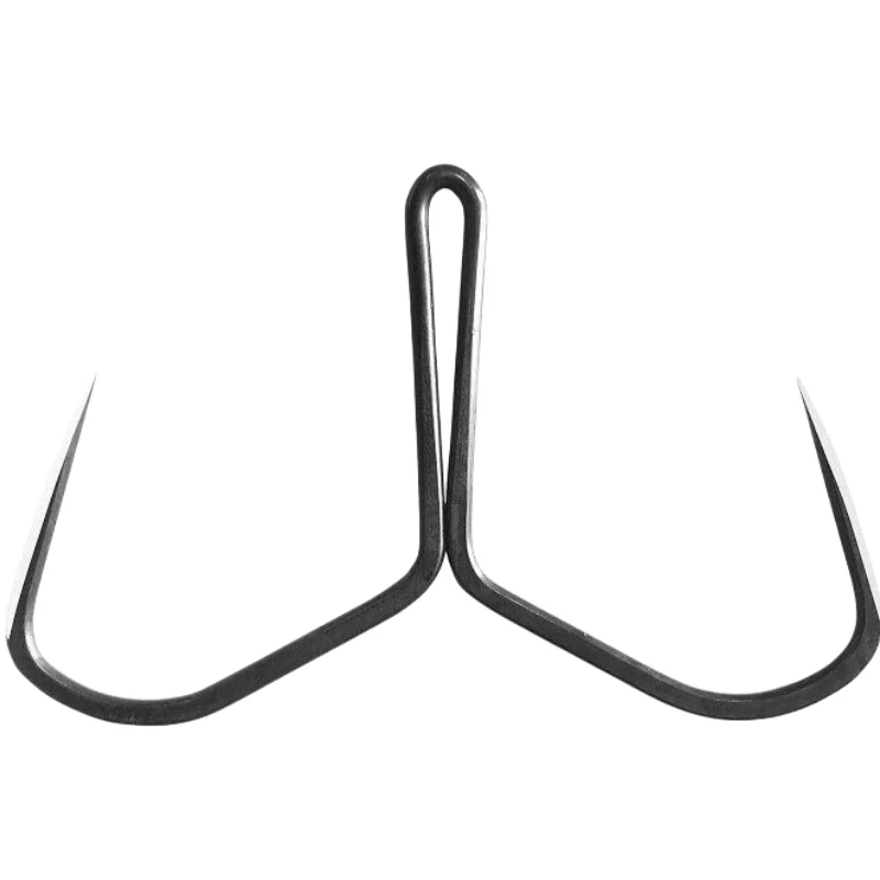 

30pcs High Carbon Steel Blade Butterfly Hook Barbless Duple Hooks Freshwater Prong Big Game Scale Piercing Snagging Fishing Hook