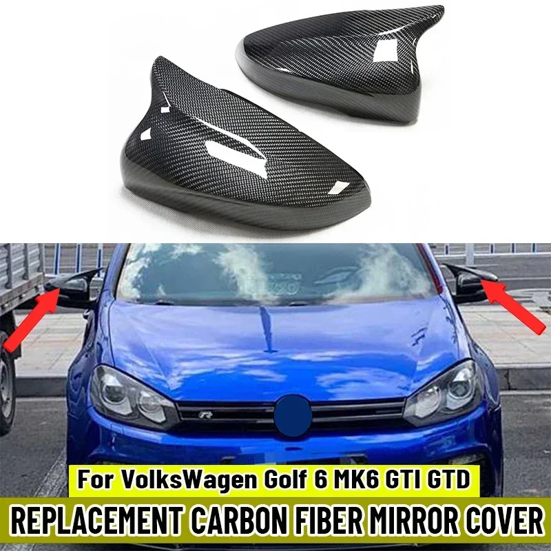 

Carbon Fiber Replacement Rearview Mirror Cover For Volkswagen Golf 6 MK6 Gti R-Line 2008-2012 OEM/M Style Car Side Mirror Caps