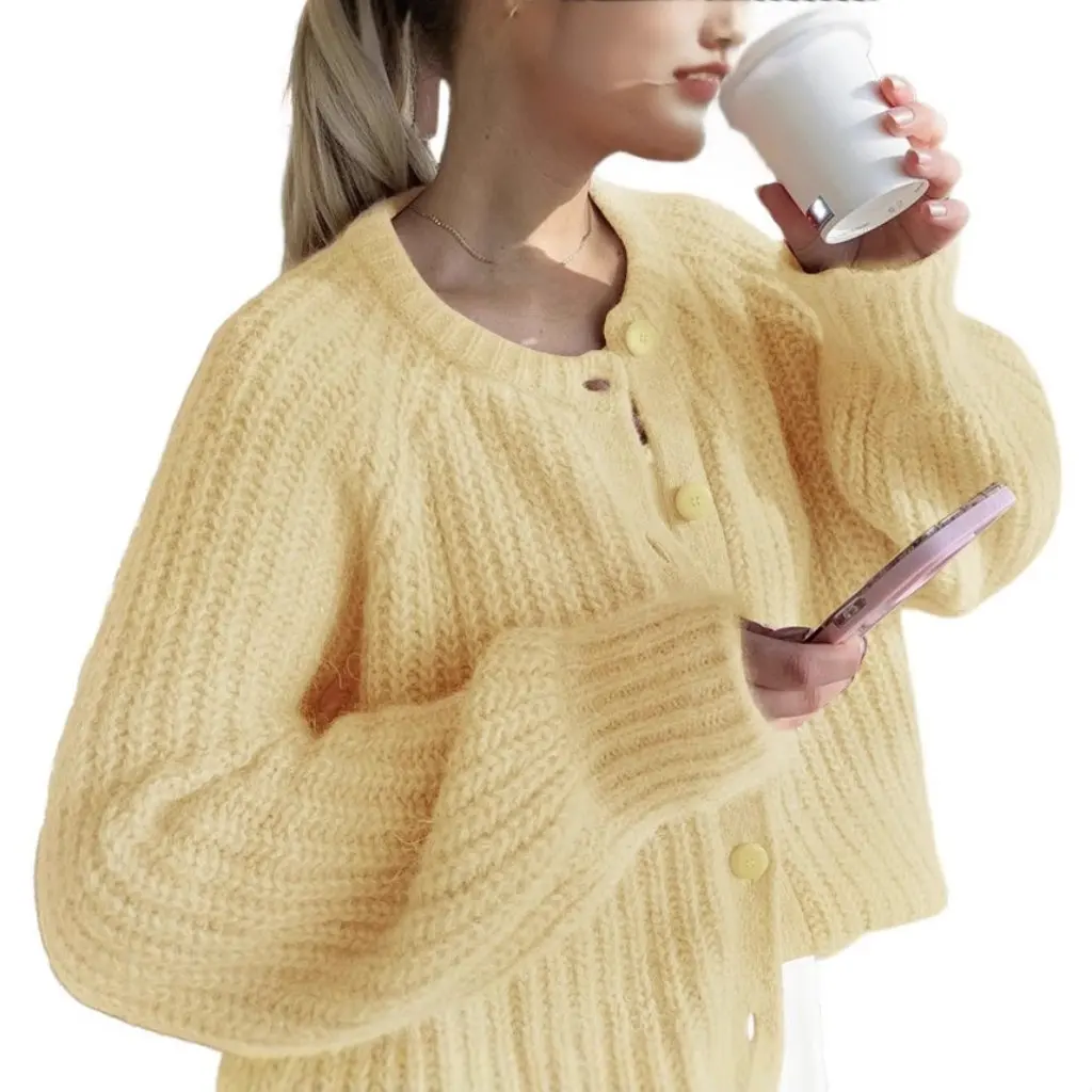 

Women's Loose Knitted Cardigan Sweater Coat Single Breasted Autumn Winter Fashion Lazy Color European American Style