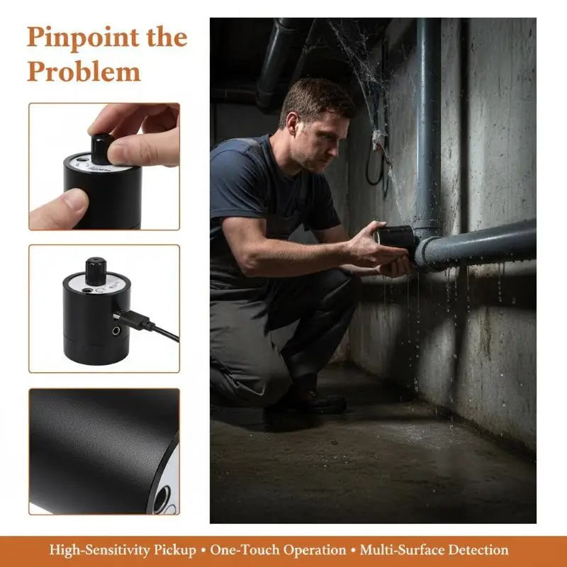 Professional Water Leak Detector – Acoustic Listening Device for Hidden Pipe Leaks in Walls, Floors & Underground Lines - view 4
