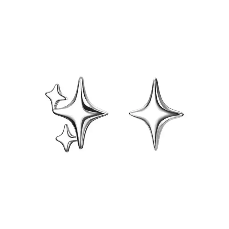 ZAKOL Fashion Silver Color AB Style Asymmetric Star Earrings for Women Super Fairy Stud Earring Simple Jewelry