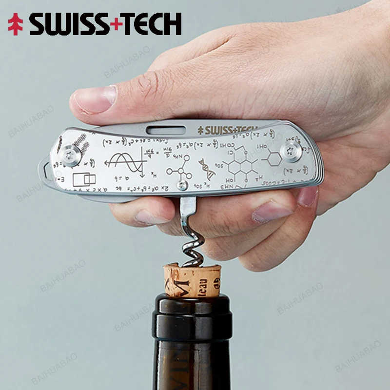 SWISS TECH Мини-складной многофункциональный нож 9 в 1, EDC, уличные инструменты, портативный карманный нож, пила по дереву, открывалка для бутылок вина, многофункциональный инструмент