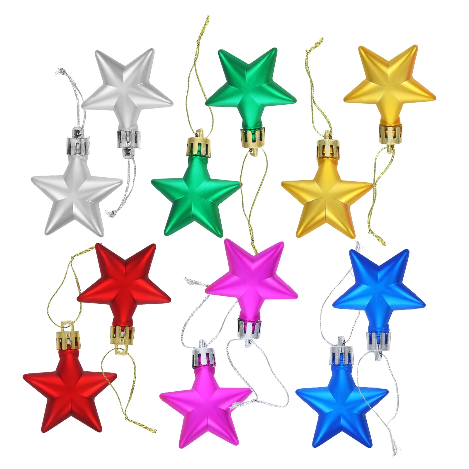 

12pcs Five Point Star Hanging Ornament Christmas Tree Decor Xmas Party Decoration Home Garden Wall Hanging Supplies Xmas Pendant