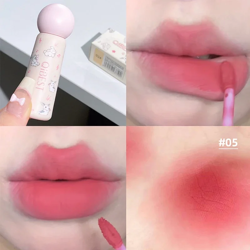 QIBEST Nude Matte Liquid Lipstick Waterproof Non-stick Lip Mud Lasting Highly Pigmented Lipgloss Tint Korean Cosmetics Lip Stain