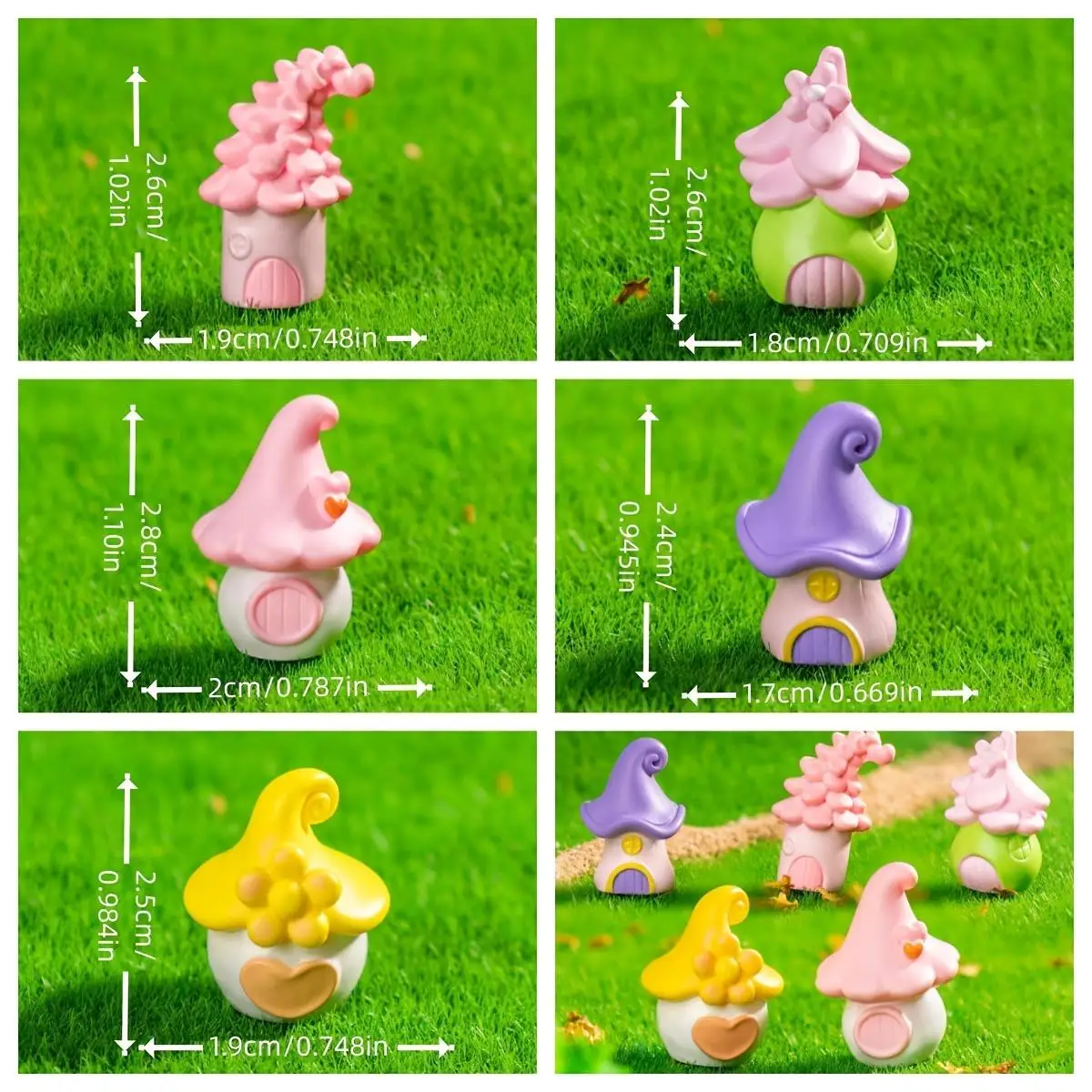 【Magic Elf Mini House Set】5-Piece Magic Elf Cartoon Mini House Set - Fancy Resin Landscape Decoration for Gardens and Indoor Spa