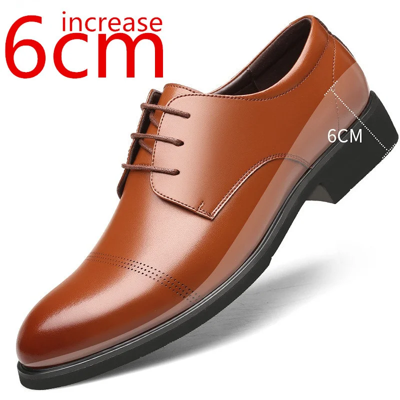 Zapatos de aumento de altura para hombre, plantilla Invisible de 6CM para aumento diario, zapatos de boda